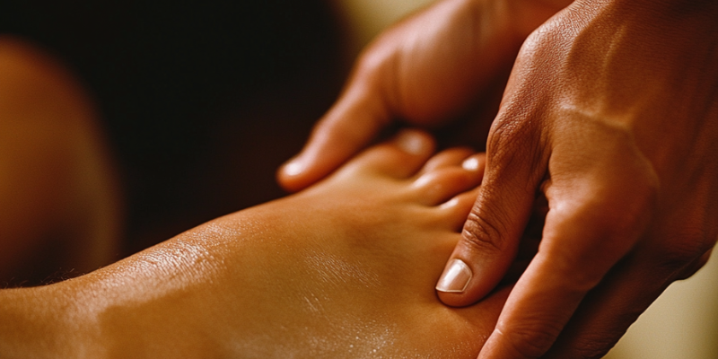 Een pedicure behandeling met zachte voeten en handen wassen voor natuurlijke nagel manicure pedicure